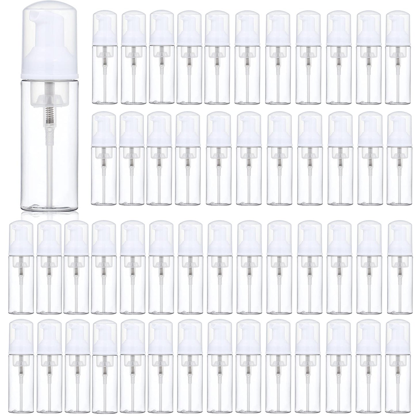 35 Pack 2 oz Foam Pump Bottles, 60ml Clear Refillable Travel Bottles for Hand Soap, Lash Shampoo, Foaming Cleanser and Liquid Soap