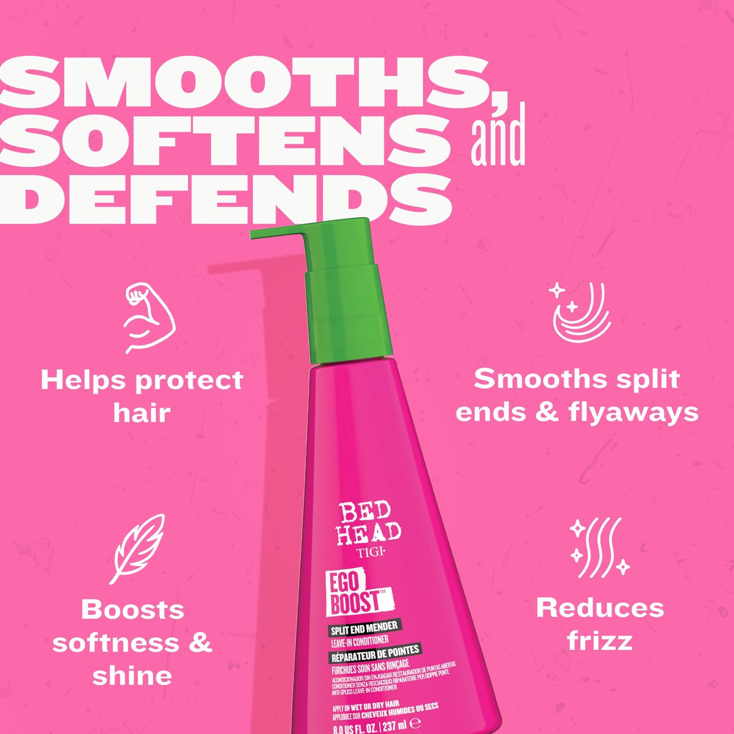 TIGI Bed Head Leave-In Conditioner, Split End Mender, Ego Boost 2-Pack – Split Ends Treatment for Dry, Damaged Hair, Fruit & Berries Fragrance, 8 Oz Ea