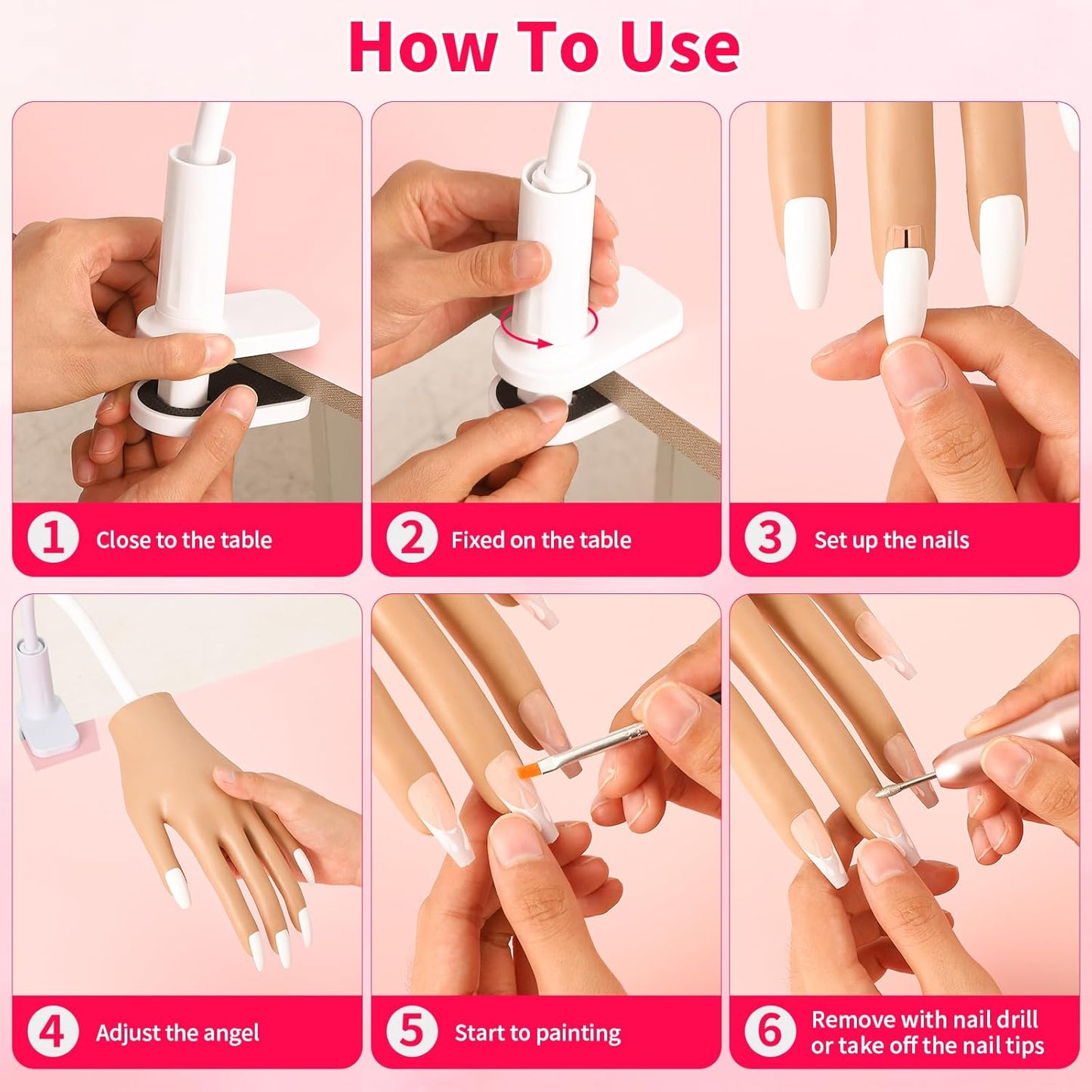 Acrylic Nail Practice Hand - Flexible Fake Mannequin for Training | Ideal for Nail Tips