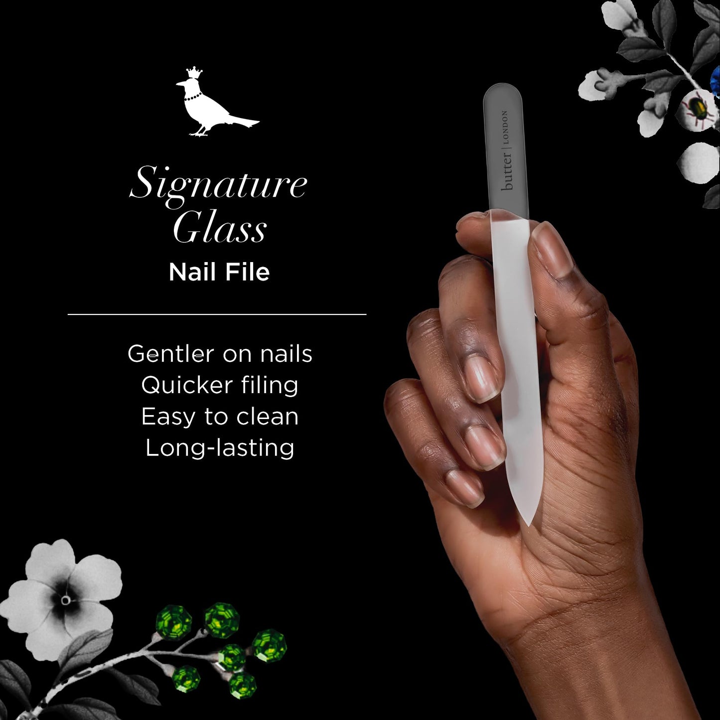 butter London Glass Nail File, Signature Glass Collection - Professional Nail Filers for Natural Nails - Salon Quality Manicure Pedicure Tool & Products for Fingernails & Toenails