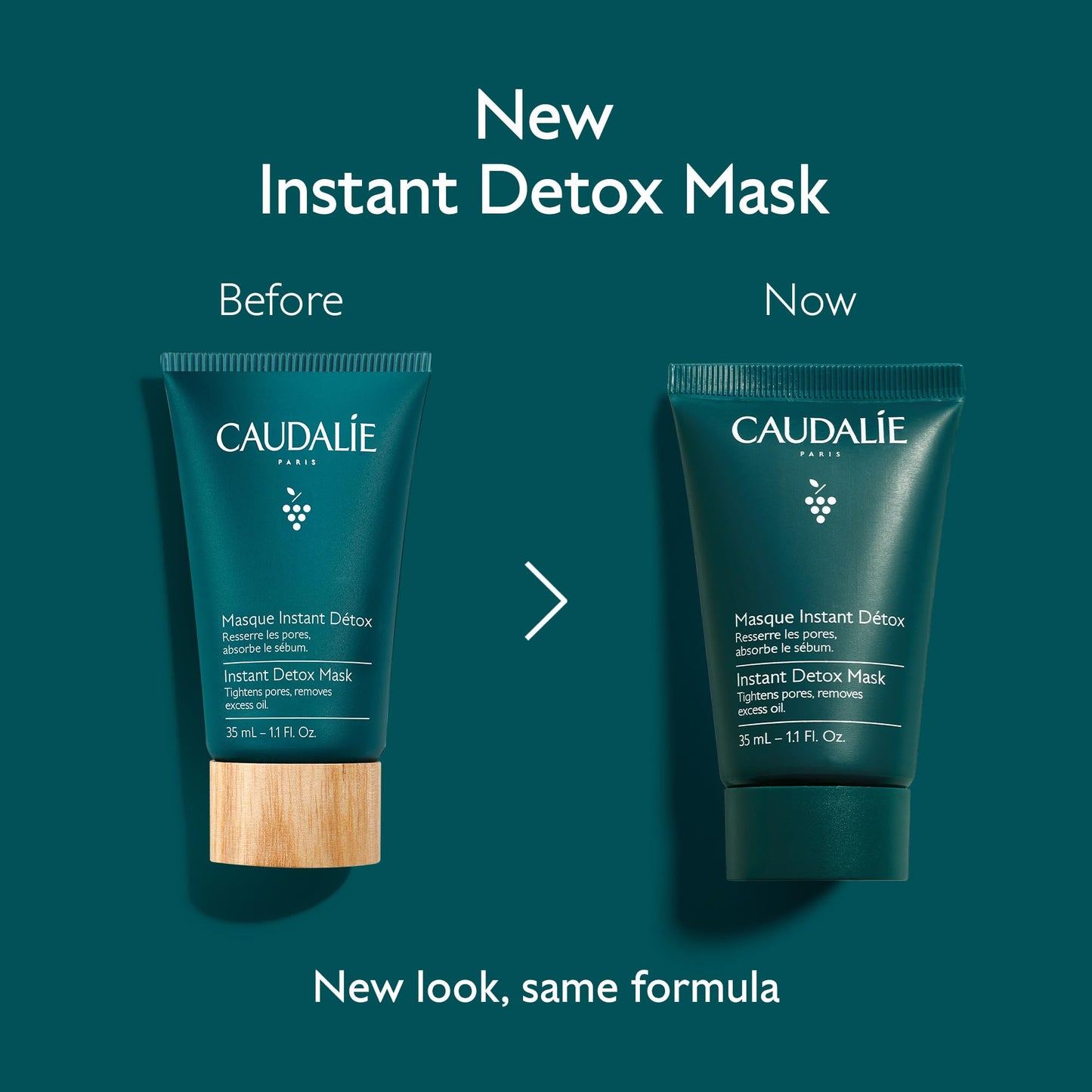 Caudalie Instant Detox Mask, Pore Minimizing Pink Clay Face Mask - 35 mL