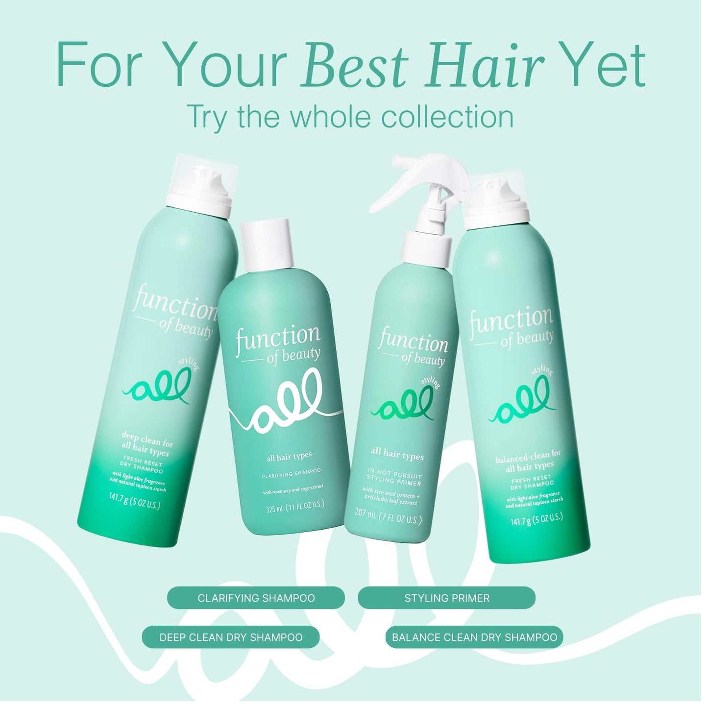 Function of Beauty Deep Cleaning Dry Shampoo for Normal to Oily Hair - Talc-Free Dry Shampoo with No Visible Residue - Lightweight, Volumizing & Fast-Absorbing for Excess Oil, Sweat & Odor