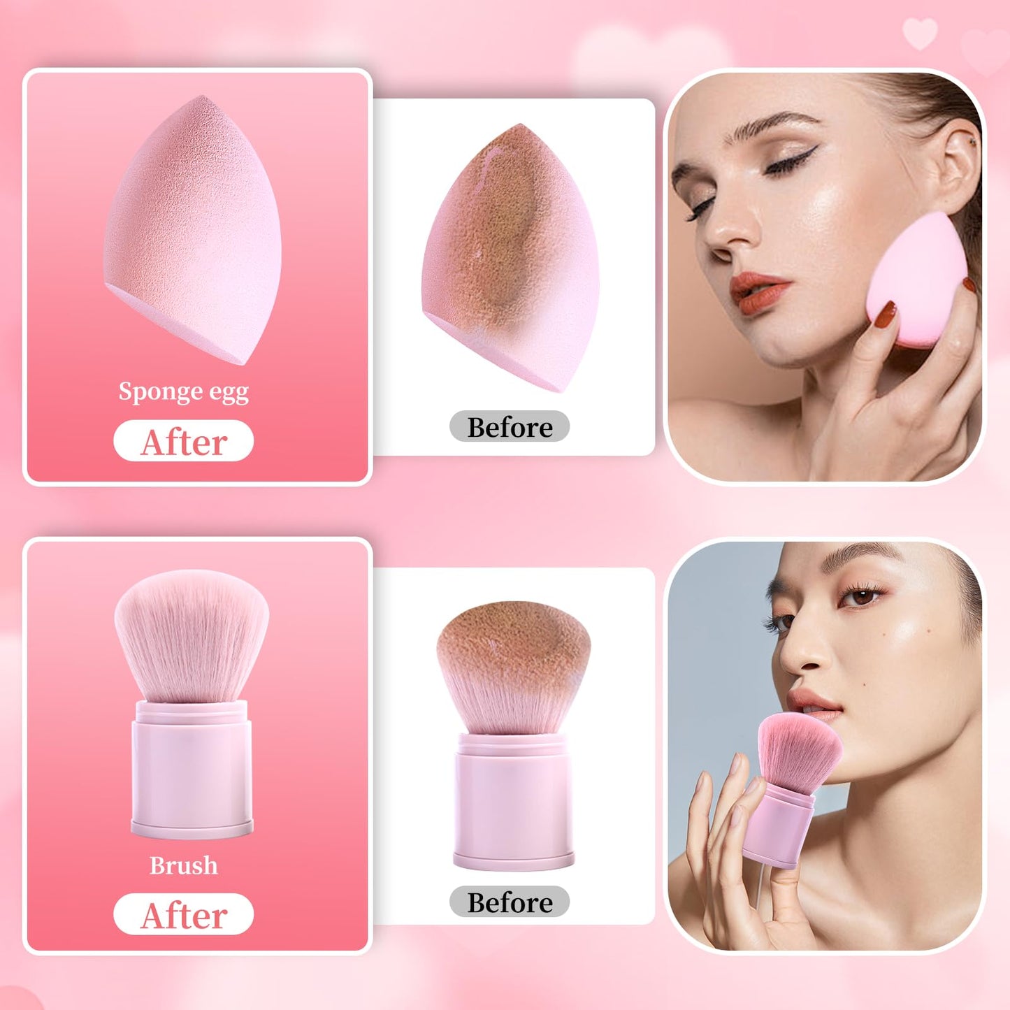 Electric Makeup Brush Cleaner Machine, Rechargeable Wireless Cosmetic Brushes Cleanser, Automatic Spinning Makeup Brush Washing Cleaner For All Size Makeup Brush and Sponges (White)