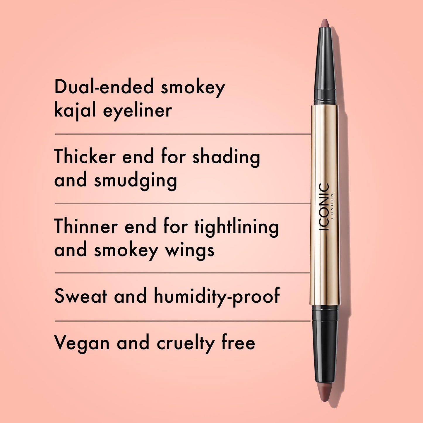 ICONIC LONDON Smokey Eye Duo Eyeliner | Creamy, Easy to Blend 2-in-1 Eyeliner Crayon, Water Resistant, Cruelty Free, Vegan Makeup (Spiced Plum) 0.027 oz