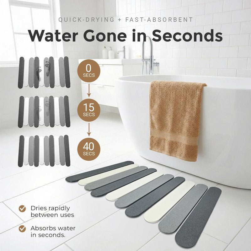 CosyVine Foldable Stone Bath Mats for Bathroom, Super Absorbent Diatomaceous Earth Bath Mats, Quick Drying Non Slip Mat, 23.6 x 15.5 Inch Folding Grey Bath Stone Mat, Easy Storage and Compact.