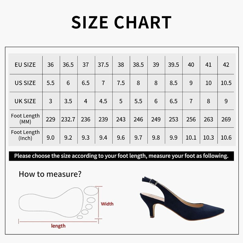 Women's Pointed Toe Slingback Dress Pumps - Greatonu Kitten Heels