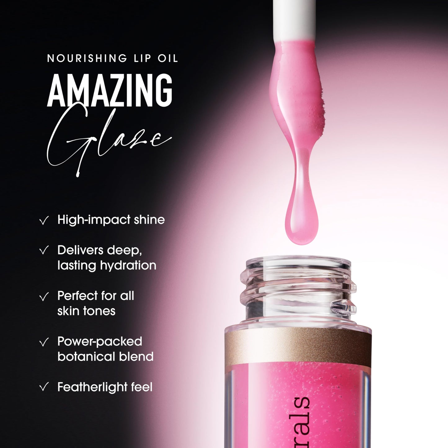 bareMinerals Nourishing Lip Oil, Ultra-Hydrating, Non-Sticky & High-Shine, Clean & Vegan Formula with 9 Botanical Oils & Hyaluronic Acid for Soft, Smooth Lips