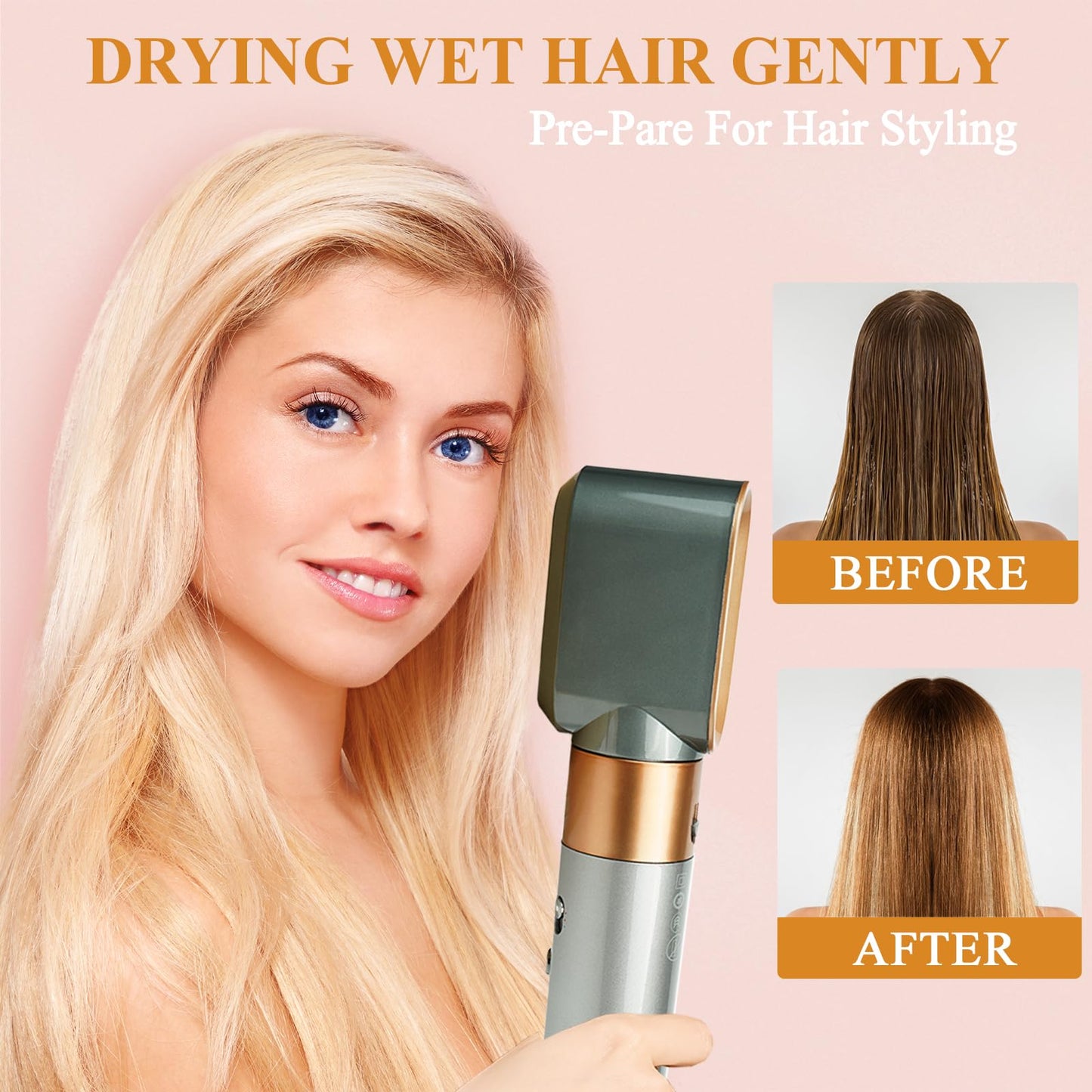 YTCHYYSK Large Round Volumizing Brush and Pre-Styling Dryer Attachment for Dyson Airwrap, Gold