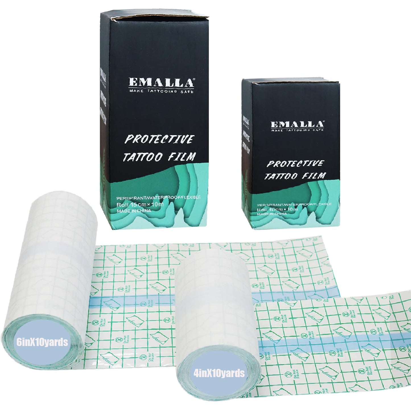 10 Yard Tattoo Aftercare Bandage - SOTICA 2 Rolls Second Skin Tattoo Bandages Tattoo Cover (4 inch, 6 inch Wide) Waterproof Tattoo Wraps for Healing Tattoo Cover for Swimming Tattoo Film for Shower