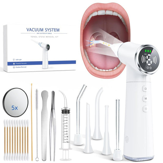 Upgraded Electric Tonsil Stone Remover – High-Precision & Painless Cleaning, Food-Grade Material, 6 Suction Levels | Tonsil Stone Removal Kit with LED Light, Oral Protection & 11 Attachments