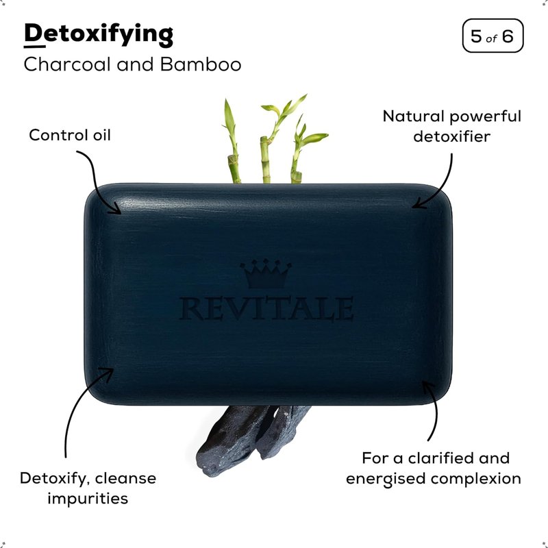 Revitalé Natural Cleansing Soap Bars Set - 6 x 100g | Daily Hand, Face & Body Wash Gift Set