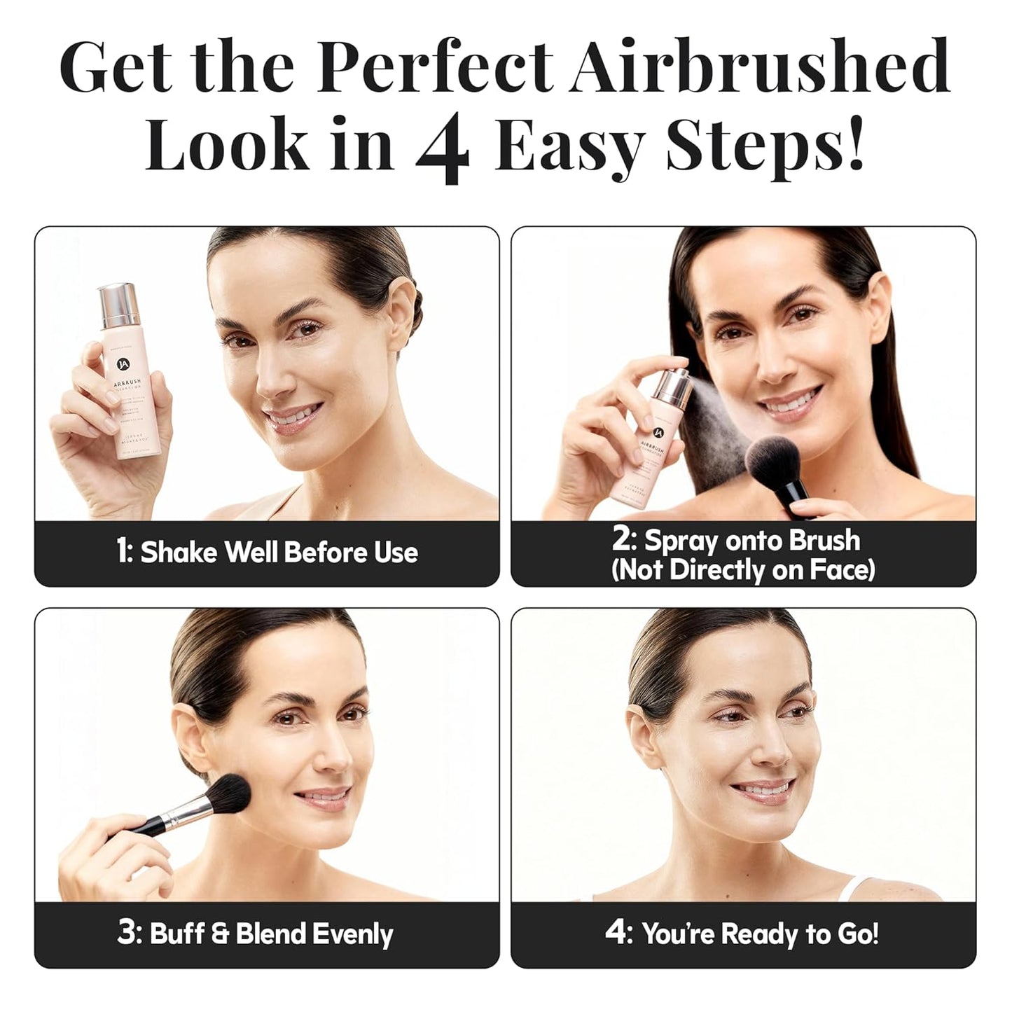 MagicMinerals AirBrush Foundation - 2 Piece Set with Kabuki Brush | Anti-Aging Spray Makeup for Smooth Radiant Skin - Medium