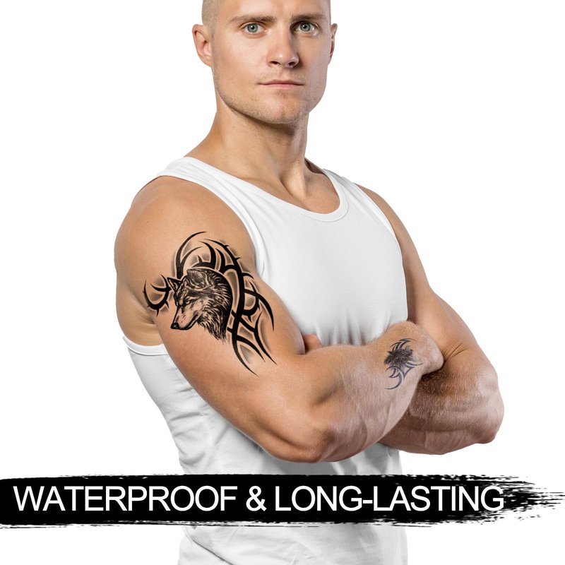 8-Sheet Waterproof Temporary Tattoos - Large Realistic Body Art for Men Women - Premium Fake Tattoo Stickers for Concerts & Beach Parties