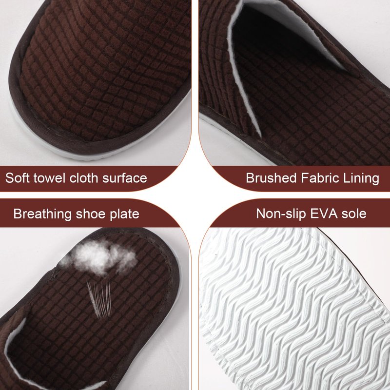 Geyoga 12 Pair House Slipper for Guest Non Slip Disposable Slipper for Travel Washable Reusable Closed Toe Hotel Bridesmaid Indoor Spa Wedding Party Shoeless Home(Deep Color,L)