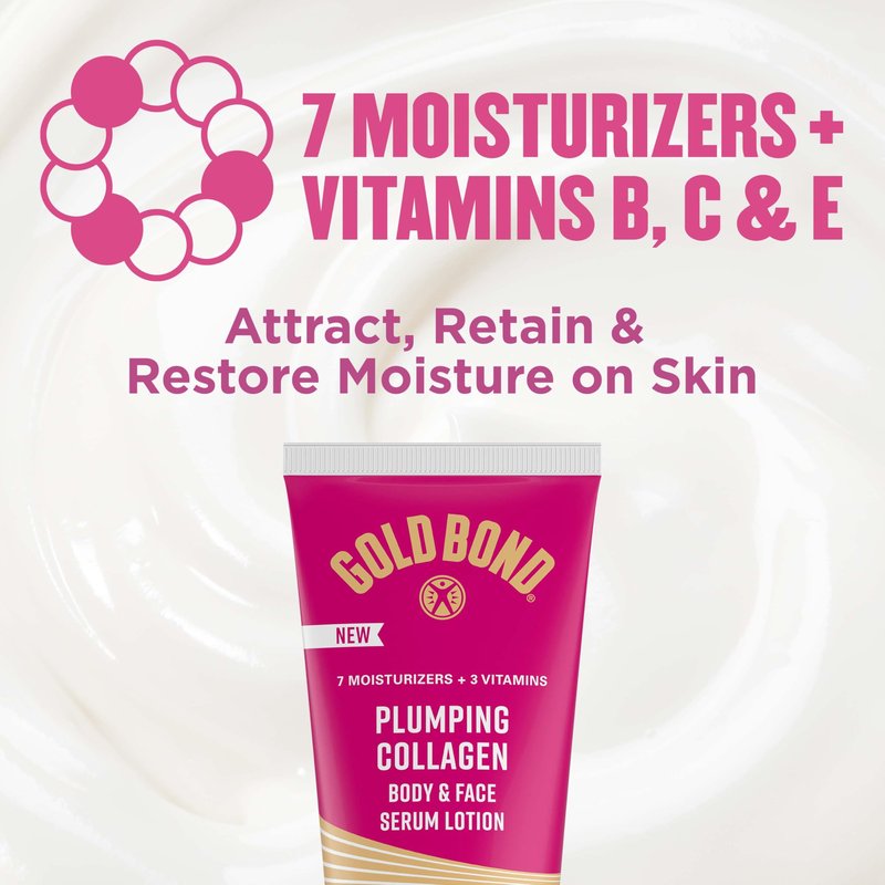 Gold Bond Plumping Collagen Body and Face Serum Lotion, Lightweight Hydrating Moisturizer with Collagen Peptide Complex, Jojoba and Grapeseed Oils to Visibly Plump Skin, Cherry Blossom, 8 oz, 2 Pack