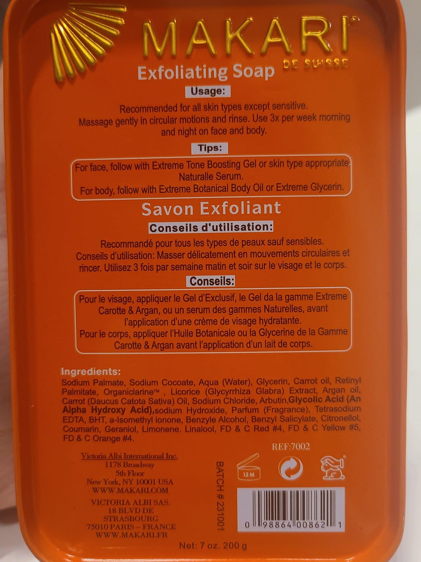 MAKARI Extreme Active Intense Argan & Carrot Oil Exfoliating Soap (7 oz) | Radiance-Boosting Bar | With Apricot Seed Extract & Vitamins C & E | Helps Reveal Smoother-Looking Skin