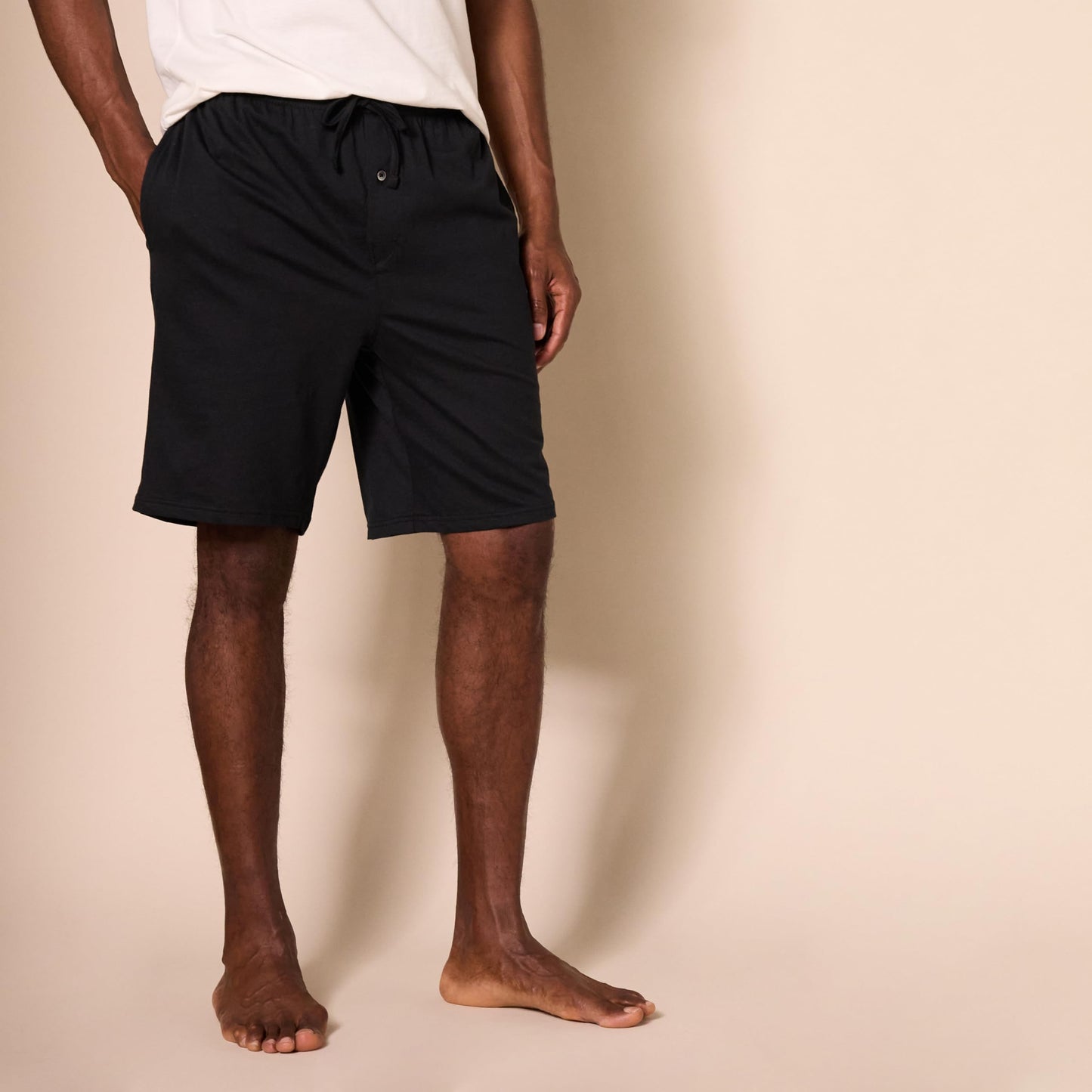 Amazon Essentials Men's 9" Knit Pajama Shorts with Drawstring, Elastic Waistband (Available in Big & Tall), Black, Medium