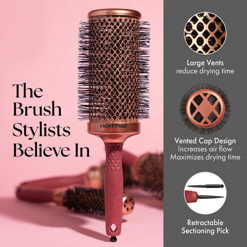 Olivia Garden HeatPro Speed XL - Extra-Long Thermal Round Hair Brush - Not Electrical - Professional Ceramic Blowout Brush for Normal to Thick Hair – 1 3/4”