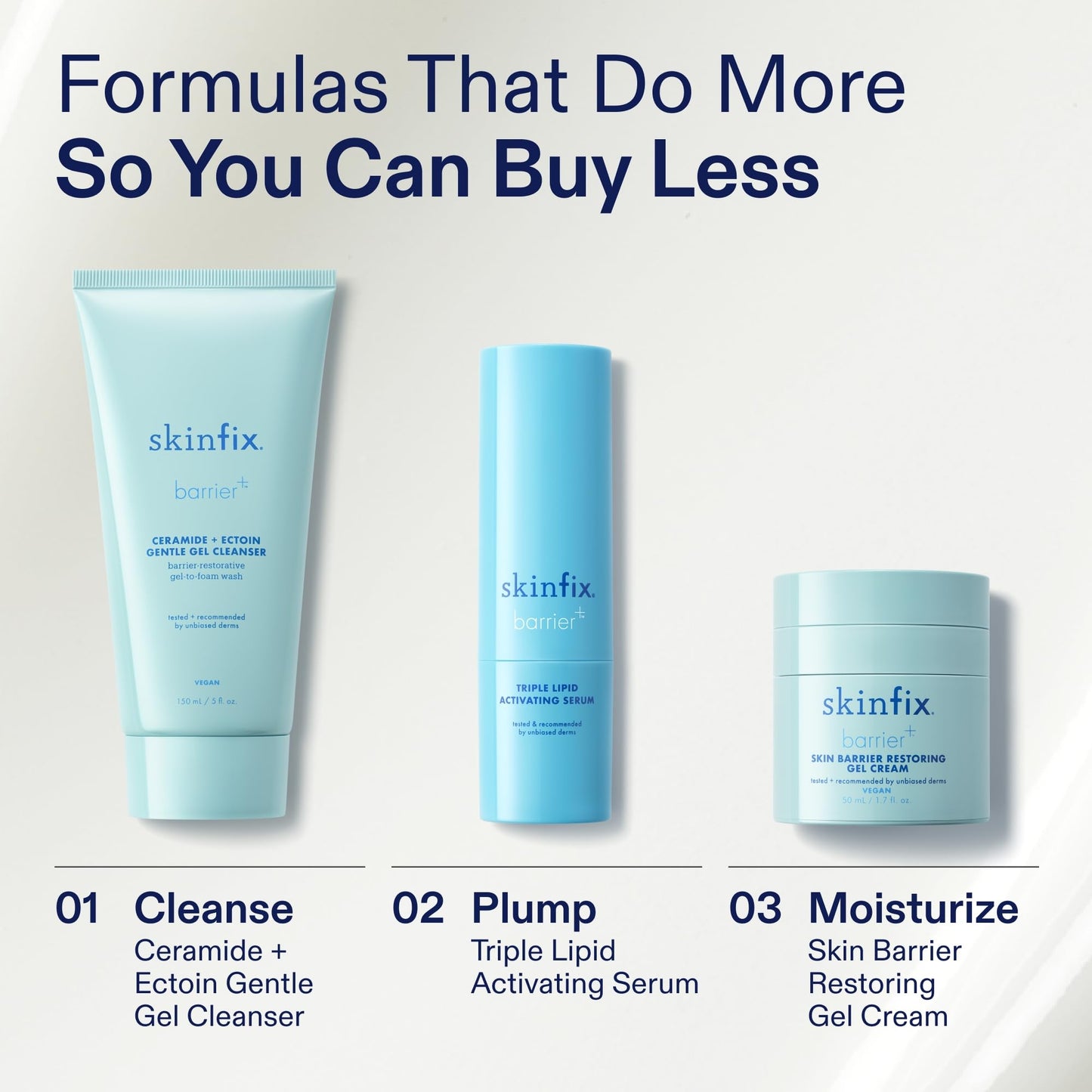 Skinfix Skin Barrier Restoring Gel Cream - 1.7 oz - Non-Greasy Moisturizer for Normal to Combination Skin - Hydrates, Plumps & Smooths - Non-Comedogenic, Fragrance Free, Vegan, Cruelty Free