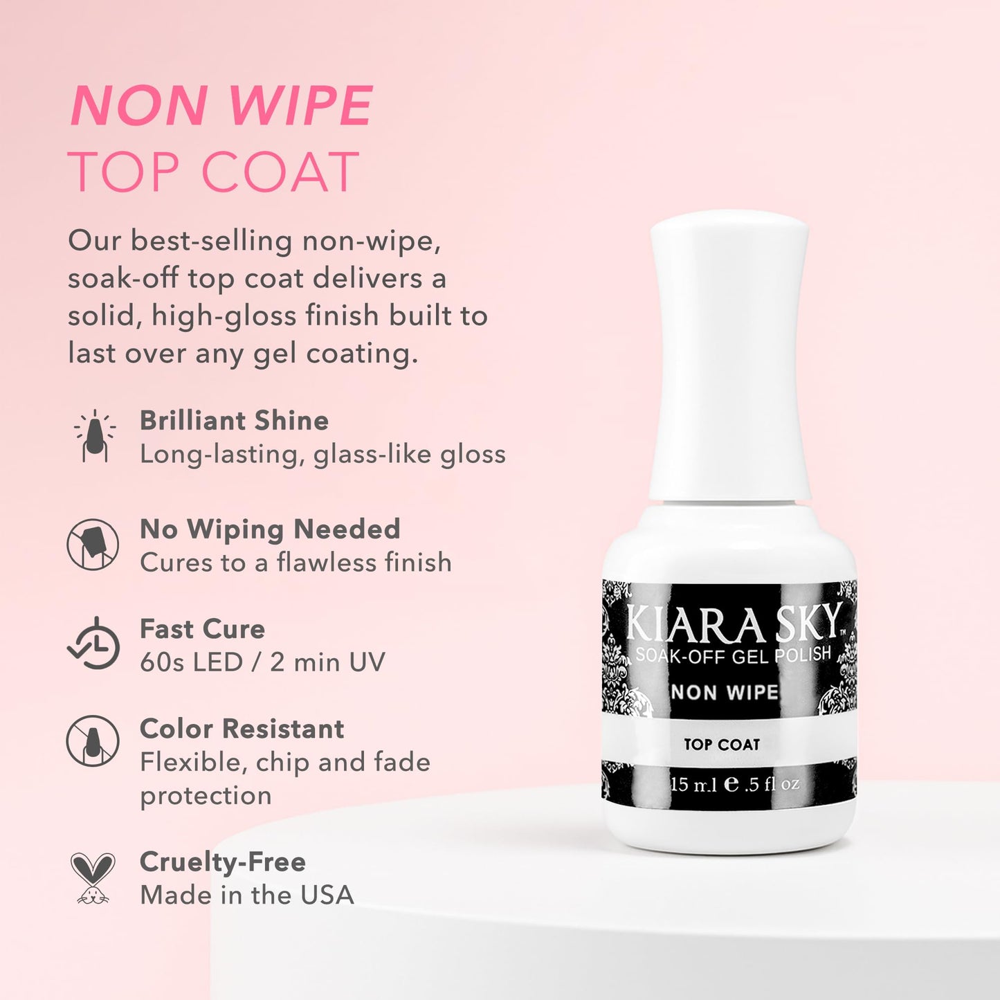 Kiara Sky Professional Nails LED UV Soak off Gel Polish Non Wipe Top Coat