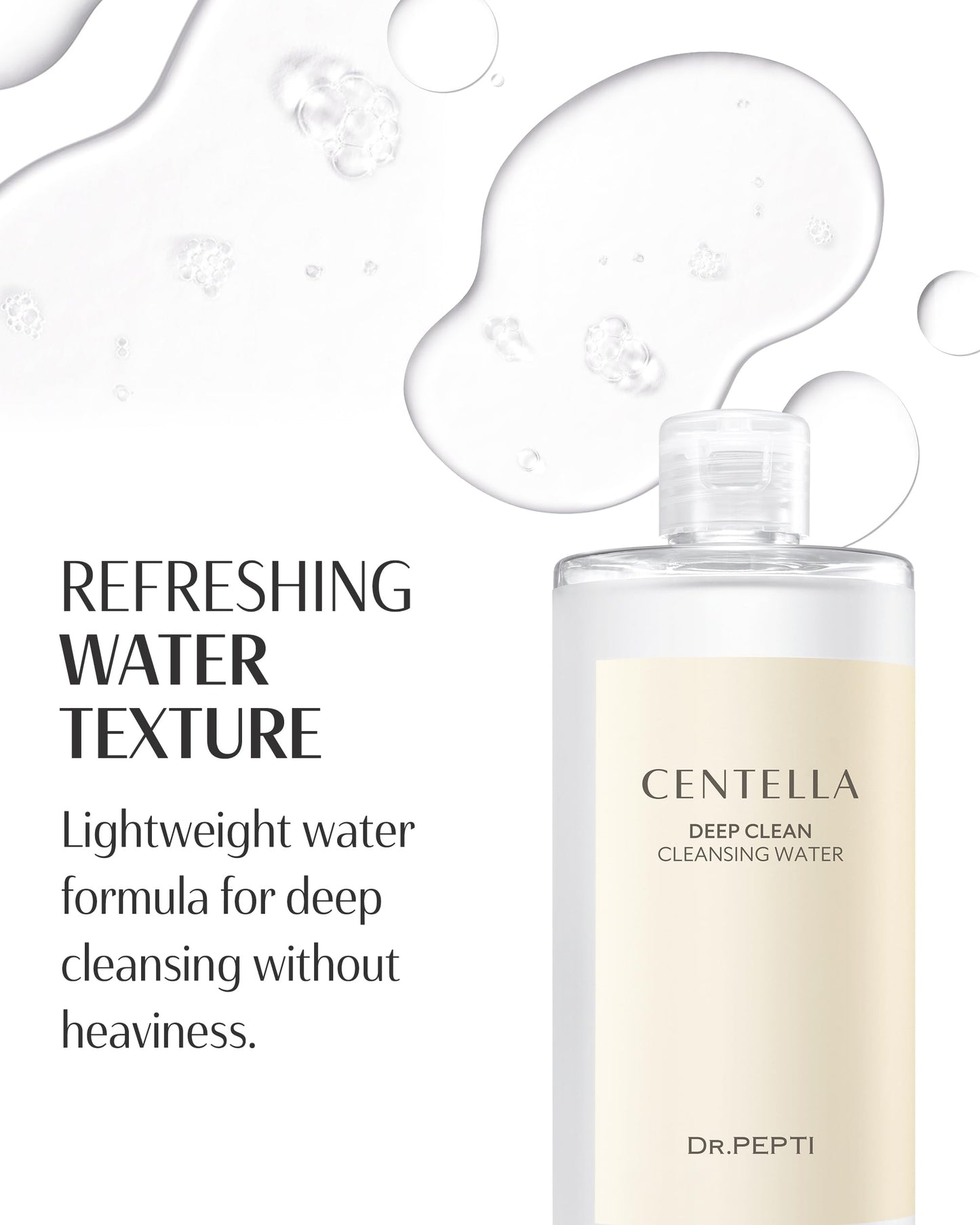 dr.pepti Centella Micellar Cleansing Water, LHA Makeup Remover, 13.5 fl oz