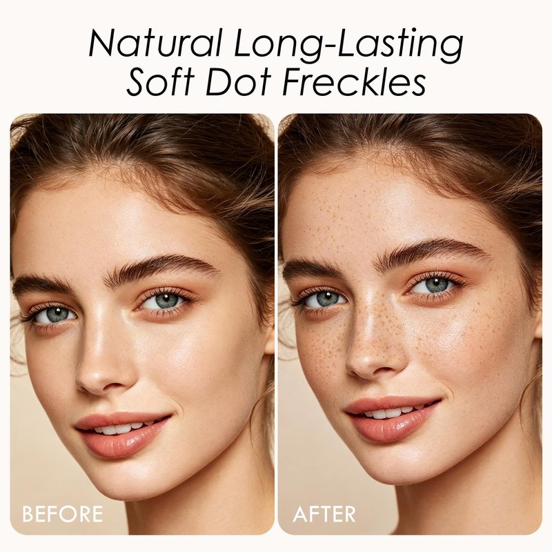 KYDA 2 Pcs Freckle Makeup Pen, Natural Lifelike Freckle Makeup Pen Magic Color, Waterproof Longlasting Soft Dot Sopt, for Natural Effortless Sunkissed Make up-Light Brown