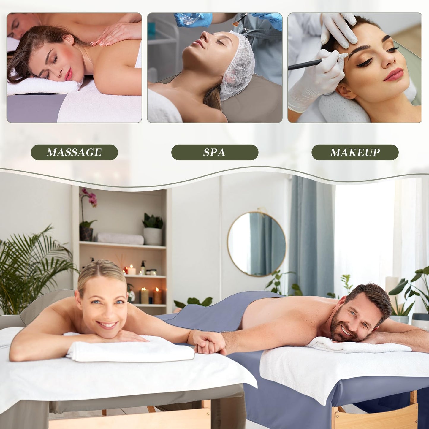 VitalCozy 24 Pcs 8 Sets Massage Table Sheets Set Include Massage Bed Sheets Massage Bed Cover Massage Face Rest Cover Spa Bed Cover Washable Massage Fitted Sheet for Hair Salon Spa (Dark Color)