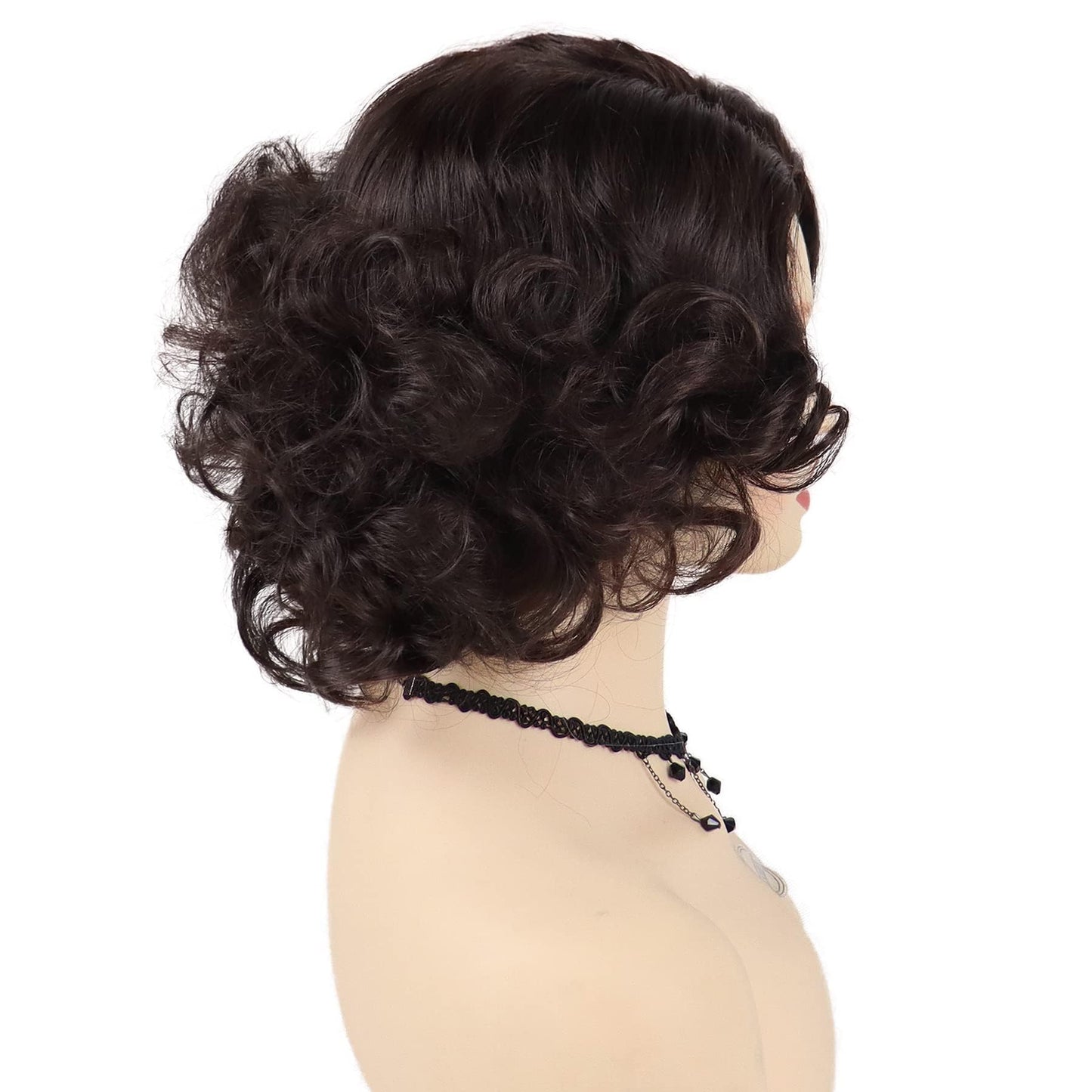 GNIMEGIL Brown Curly Wig 12 Inch Short Hair Fleabag Wigs Natural Fluffy Synthetic Wig Carnival Party Halloween Costume For Women Layered Wavy Brown Chin Length Wigs
