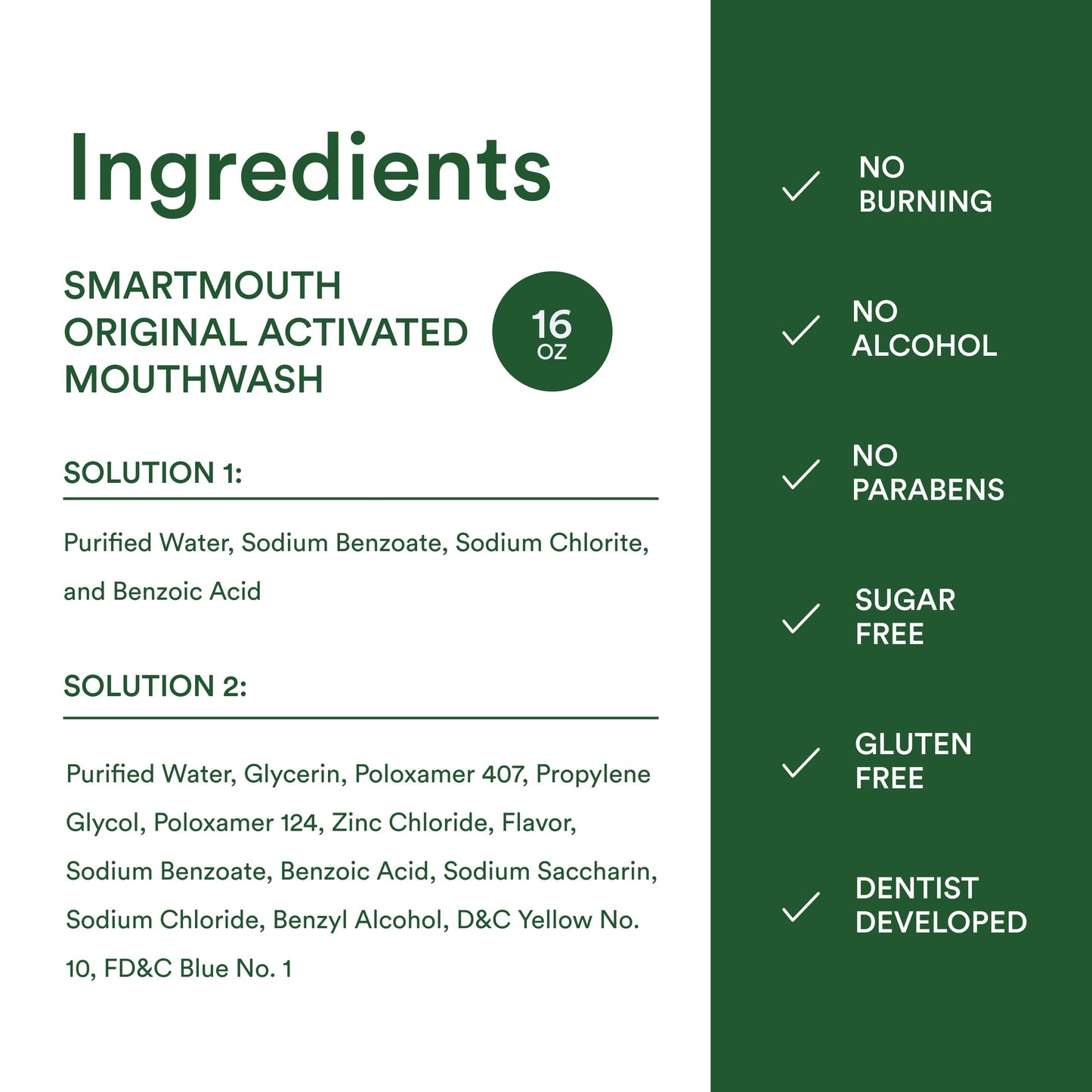 SmartMouth Original Zinc Activated Mouthwash & Tongue Cleaner - Instant Fresh Breath Mouthwash - Eliminates Bad Odors & Bad Breath - Sugar, Gluten & Alcohol-Free - Fresh Mint - 16 fl oz, 1 Count