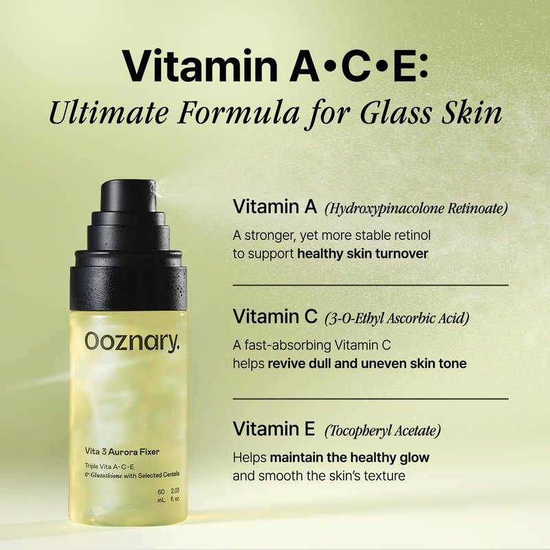 Ooznary Vita 3 Aurora Fixer Toner with Vitamin ACE and Triple Centella for Even Tone Solution | Korean Skin Care | 2.03 fl.oz 60ml