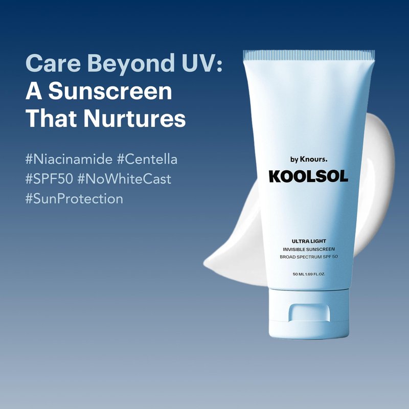Invisible Korean Centella Face Sunscreen | No White Cast | For Sensitive Skin and Daily Use | Aloe, Niacinamide, and Panthenol for Hydration and Protection | 50mL | Travel Safe | KOOLSOL by Knours