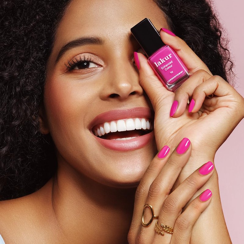 LONDONTOWN Mini Mani Kit - At Home Manicure Nail Care Set with Nail Hardener & Base Coat, Summer Fling lakur (Bright Pink Polish), High Gloss Top Coat, and Nourishing Cuticle Oil - .24fl oz