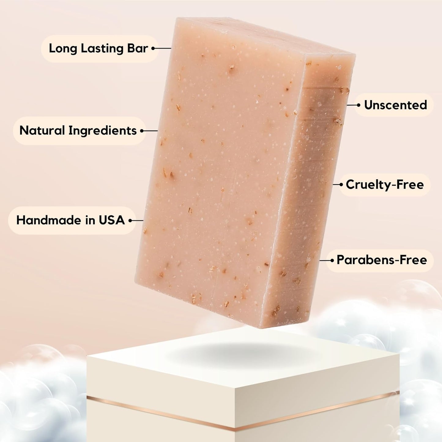 Natural Oatmeal Soap Bar - 3 Pack Face & Body Cleansing with Shea Butter & Coconut Oil | Gentle Moisturizing Bars