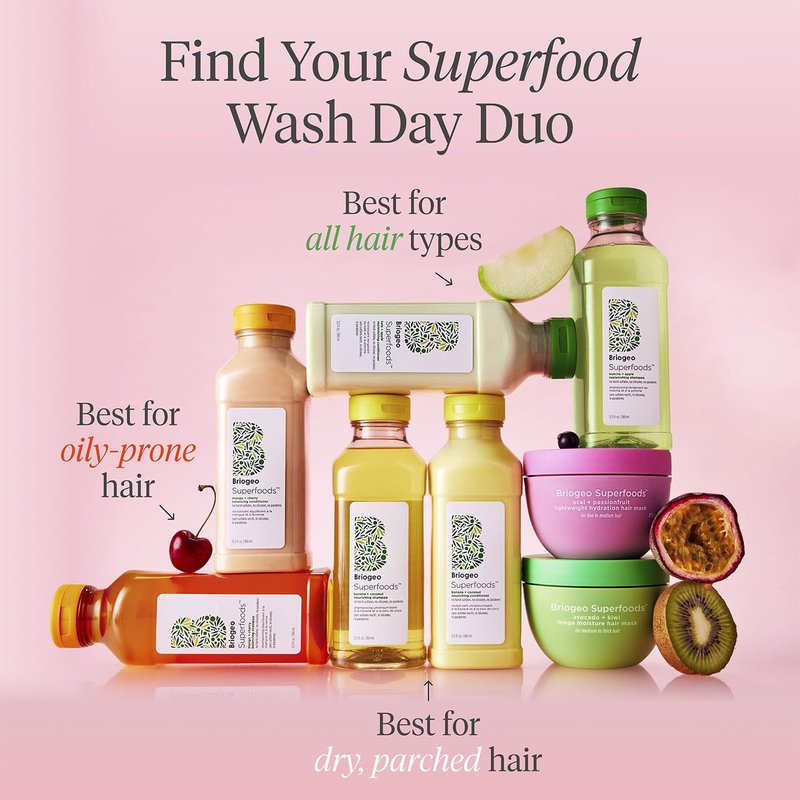 Briogeo Superfoods Acai + Passionfruit Lightweight Hydration Hair Mask | Protein-Free Deep Conditioning Treatment for Dry Hair | Vegan & Cruelty-Free | 8 fl oz