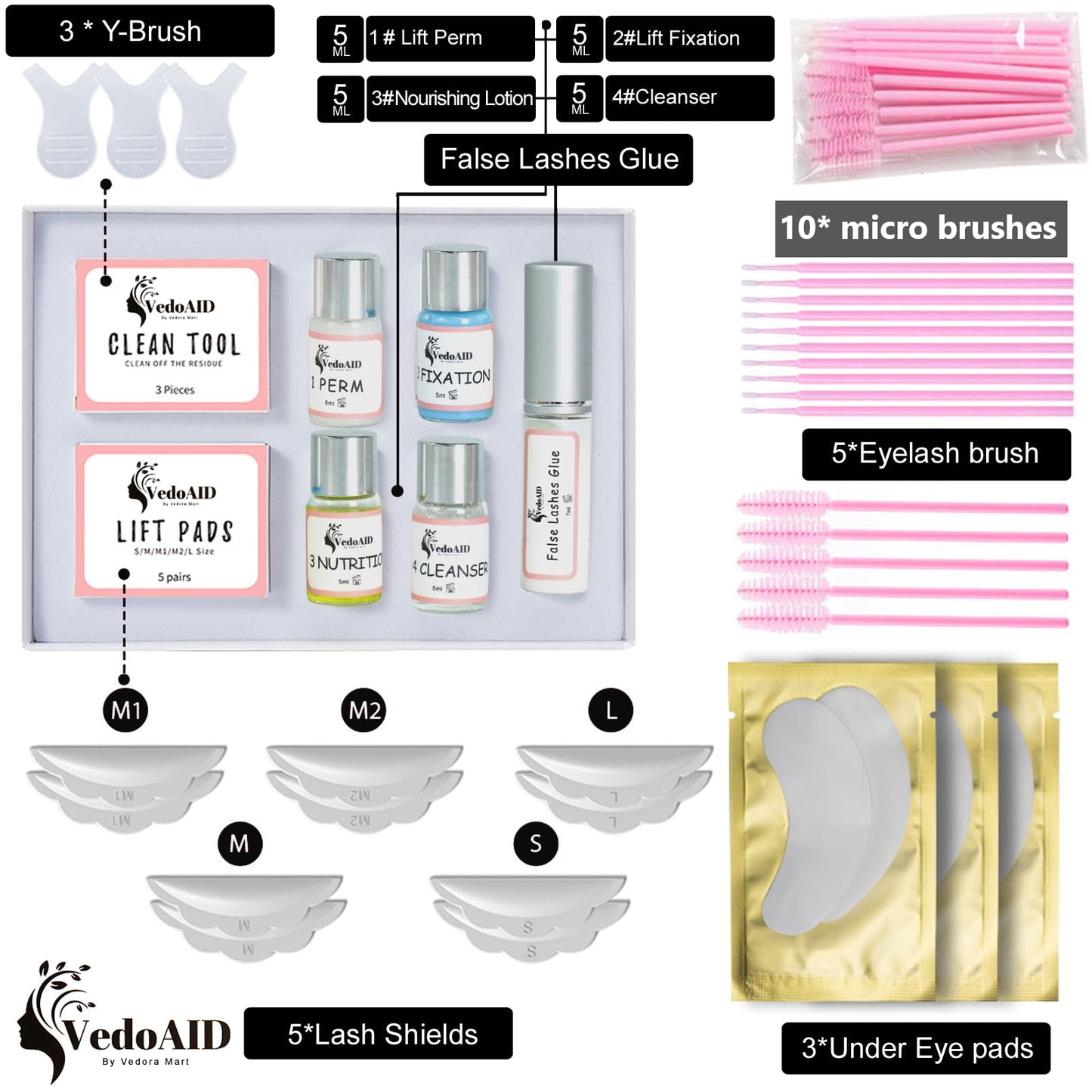 2026 VedoAID New Upgraded EyeLash Lift Kit Eyelash Extension Kit Eyelash Perm Kit, Eyelash Lifting & Eyelash Curling Includes Eye Shields, Pads, Accessories, Easy for Beginner,Achieve Salon-Quality