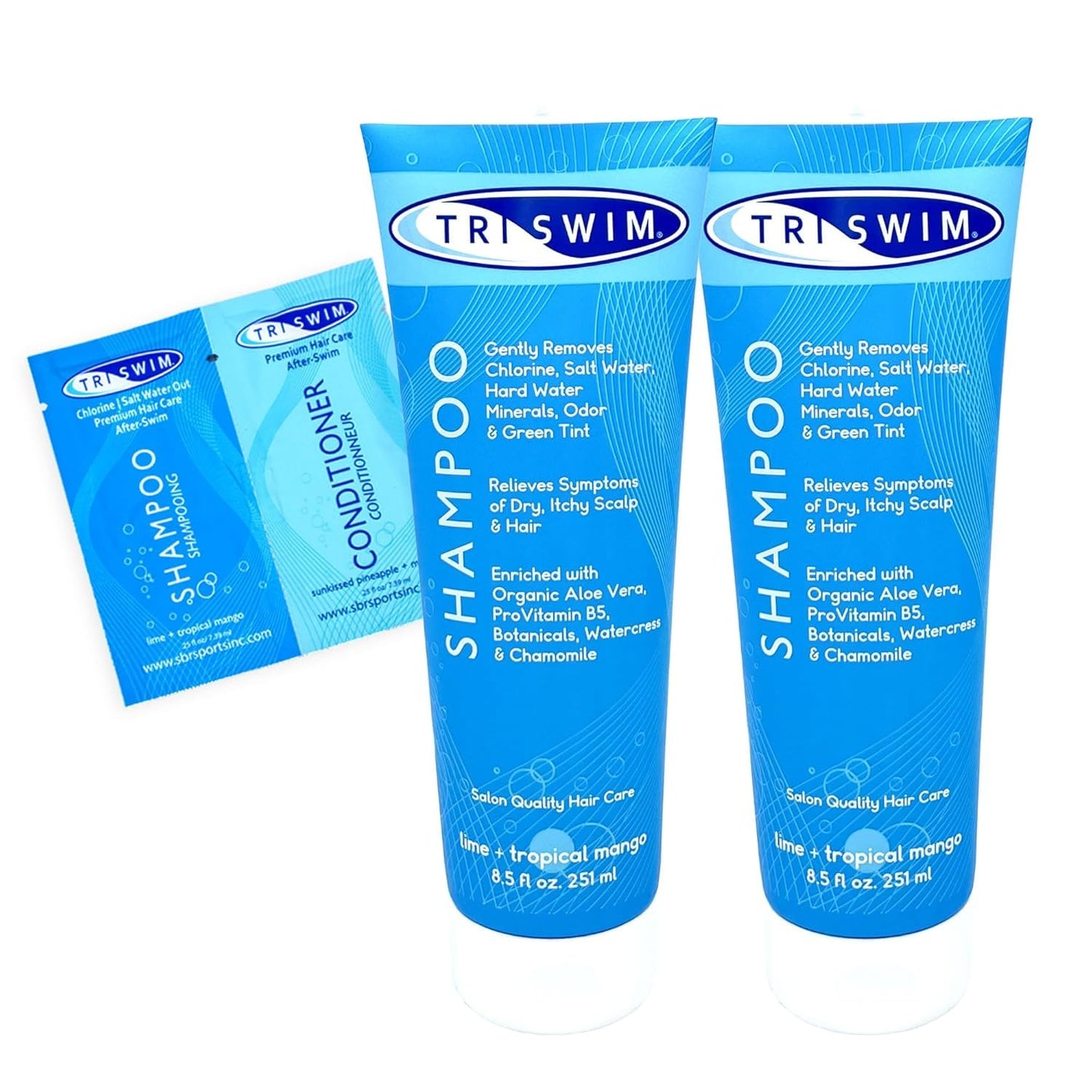 TRISWIM Chlorine Removal Shampoo - Gently Eliminates Chlorine & Salt Water Buildup | 8.5 Fl Oz | Pack of 2