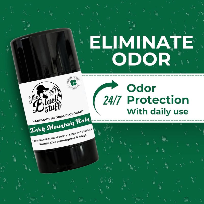 Natural Deodorant for Men - Aluminum Free Cocoa Butter & Lemon | Long-Lasting Freshness, Irish Mountain Rain & Citrus Cedarwood (Pack of 2)