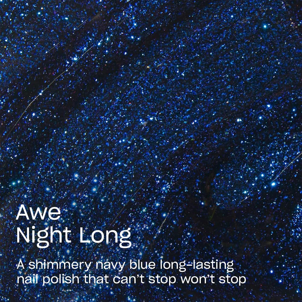 OPI Infinite Shine Awe Night Long | Sheer Dark Blue Shimmer Long Wear Gel Like Nail Polish | Vegan, Long Lasting, Streak Free