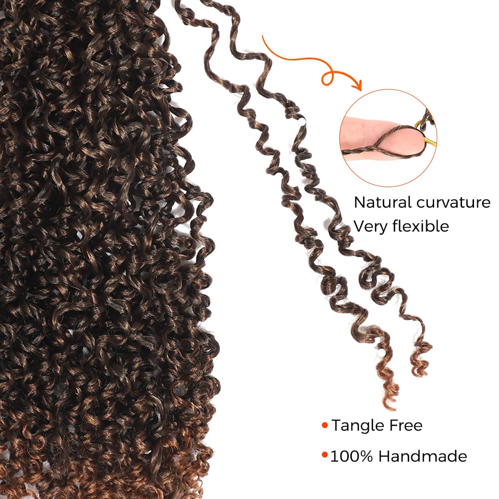 12 Inch Yanky Twist Crochet Hair for Black Women 7 Packs Pre-looped Mini Passion Twist Hair Short Boho with Curly Ends Synthetic Kinky Brown Spring Twist Crochet Hair（12 Inch,OT30#)
