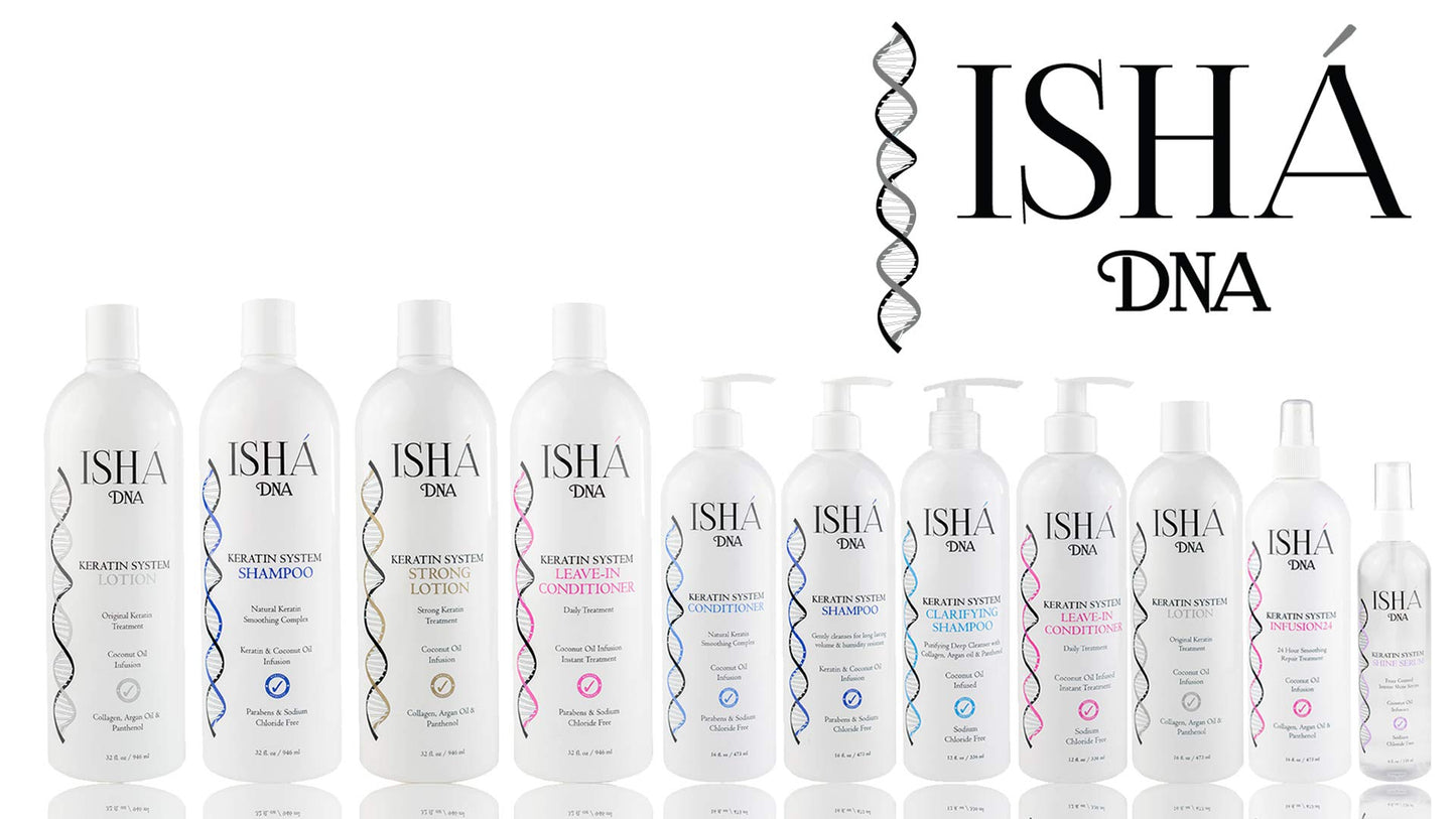 ISHA DNA Keratin Treatment System Conditioner - Sulfate and Parabens Free - Perfect for Keratin Treated Hair - Infused with Coconut Oil - For All Hair Types. (32 Fl Oz.)