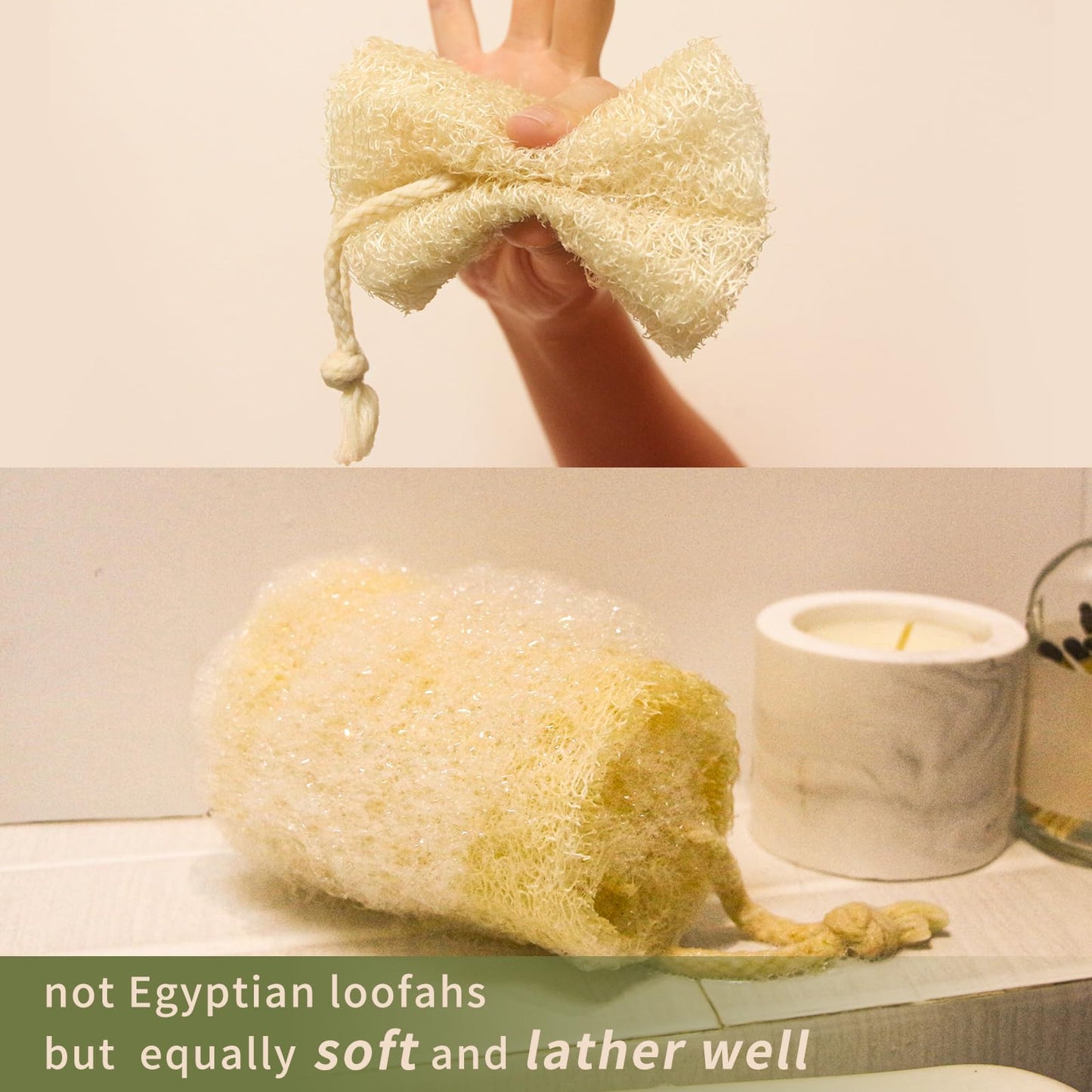 6''Natural Loofah(4pack) Back Brush(1pack) Face Scrubber(4pack)