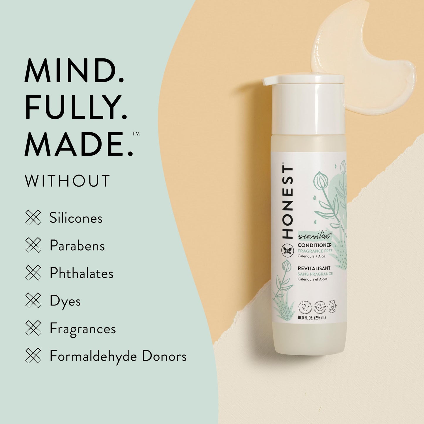 The Honest Company Fragrance Free Bundle for Sensitive Skin | 2-in-1 Cleansing Shampoo + Body Wash and Silicone Free Conditioner | Naturally Derived, Tear free, Hypoallergenic | 20 fl oz