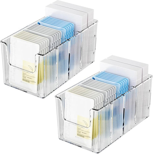 Acrylic Makeup Organizer - Extra Thick 2 Pack with Removable Dividers | Waterproof Storage for Cosmetics & Sheet Masks