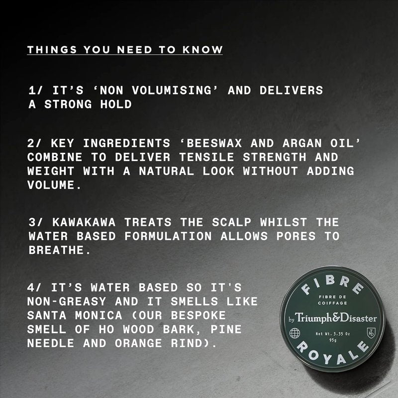 TRIUMPH & DISASTER Fibre Royale Hair Wax – Strong Hold Pomade for Thick Hair, Natural Finish Styling for Men & Women, 65g