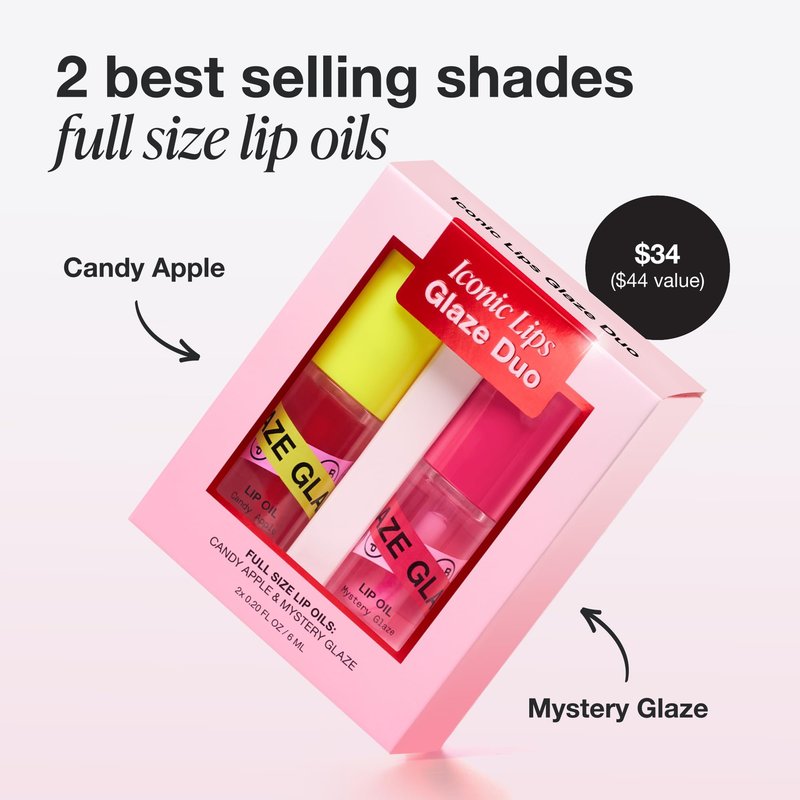 INNBEAUTY Project Iconic Lips Glaze Duo, Hydrating Vegan Lip Oil Gloss Hybrid, x2 0.2 OZ