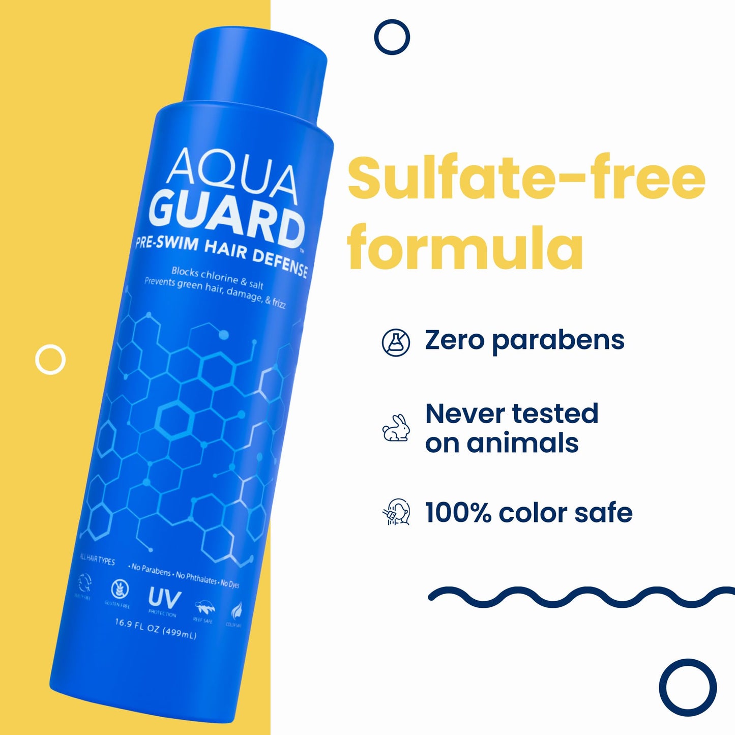 AQUA GUARD Pre-Swim Hair Defense | Family Size for More Swims Per Bottle | Prevents Chlorine Damage + Softens Hair While Swimming | Made in California | 16.9 oz