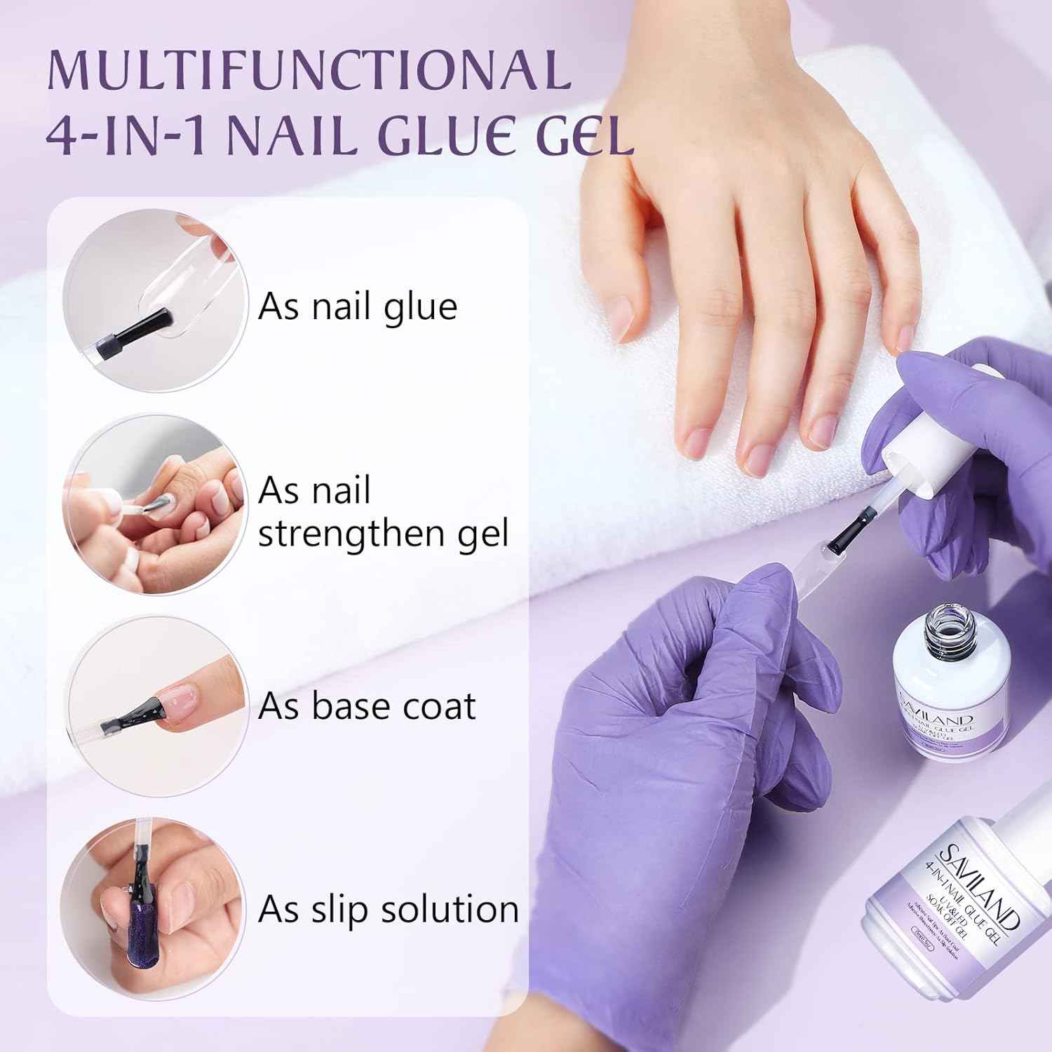 Gel Nail Glue Kit - 2pcs 15ML Clear & Nude Nail Strengthening Extension Gel