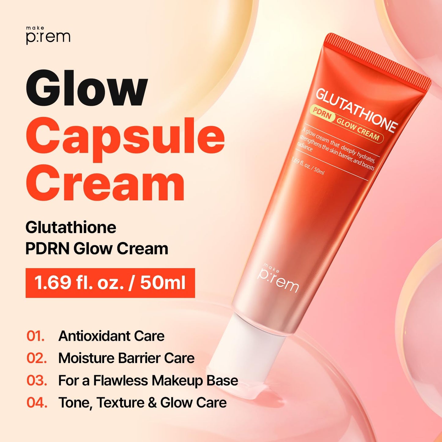 MAKE P:REM Glutathione PDRN Glow Cream, 1.69 fl.oz. (50mL)