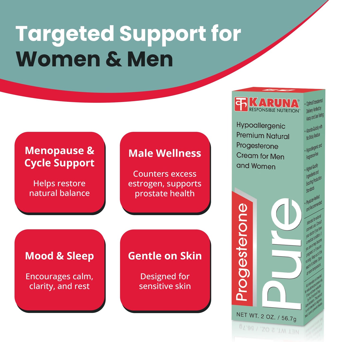 Karuna Progesterone Pure 2OZ | Hypoallergenic USP Progesterone from Wild Yam Root Extract, Organic Jojoba Oil and Aloe Leaf Extract Organic Shea Butter Vitamin E