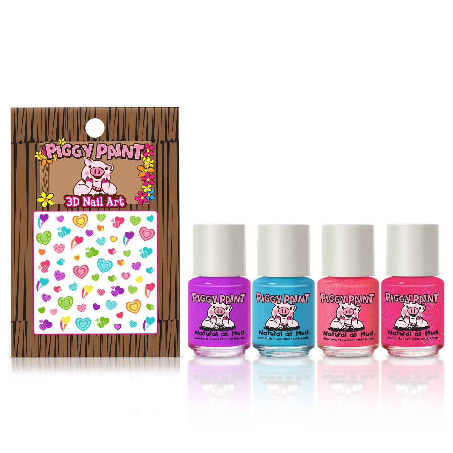Piggy Paint | 100% Non-Toxic Girls Nail Polish | Safe, Cruelty-free, Vegan, & Low Odor for Kids | Birthday Cake Shake Set (4 Polish + Nail Art Gift Set)